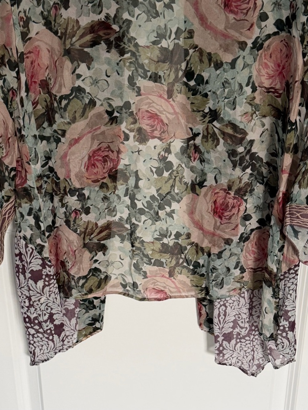 Soft Surroundings Embroidered Floral Sheer Kimono Topper Size Large 54996 - Picture 10 of 15